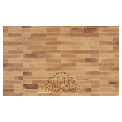 22" × 13" × 1.5" Maple Butcher Block Cutting Board (maple) — custom laser engraved — ECHIPMUNK