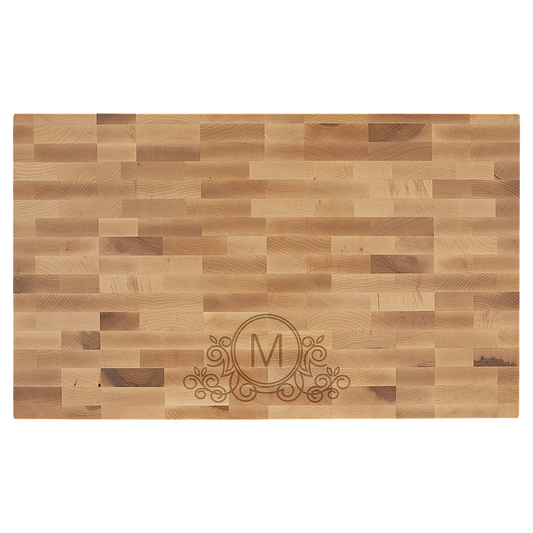 22" × 13" × 1.5" Maple Butcher Block Cutting Board (maple) — custom laser engraved — ECHIPMUNK