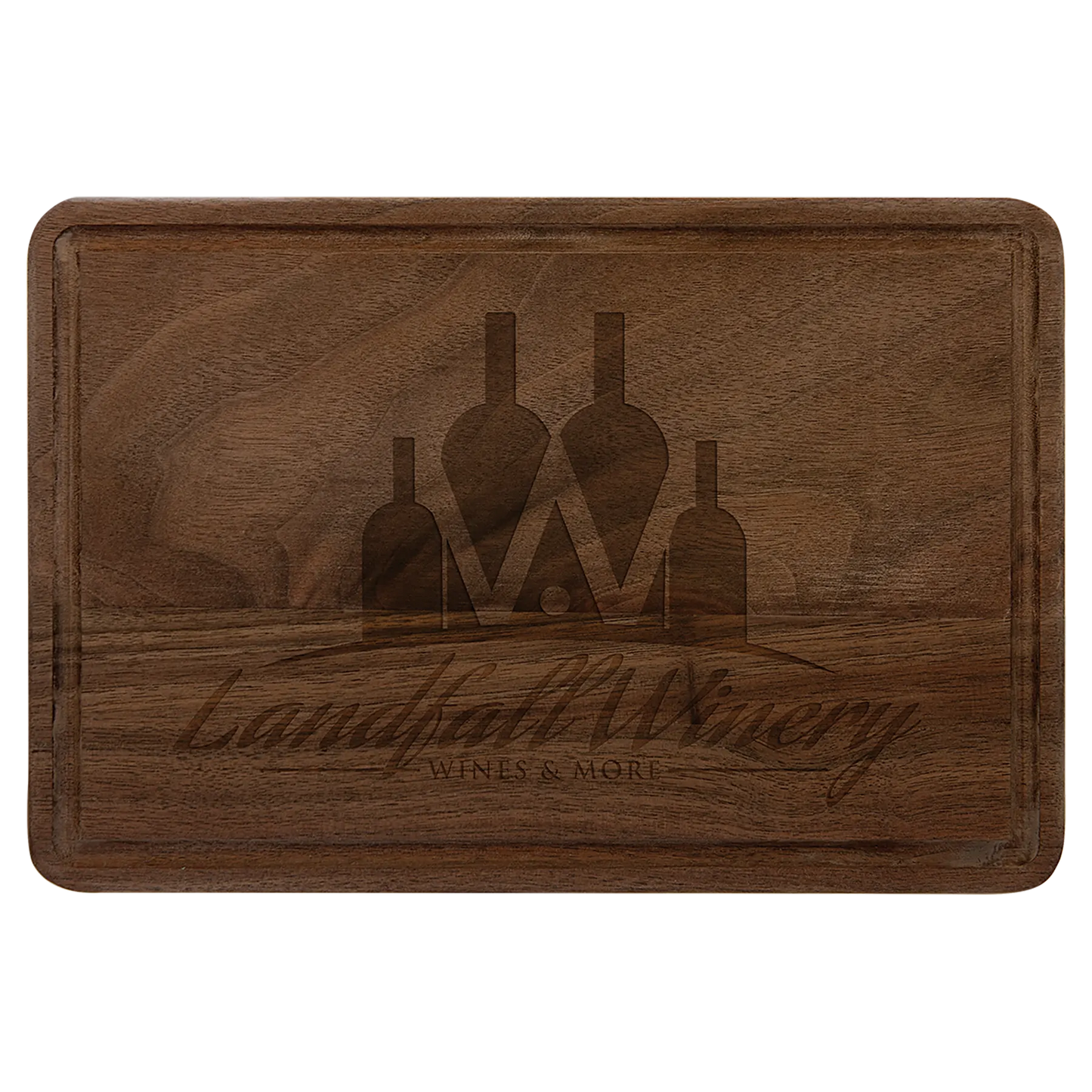 9" × 6" Walnut Cutting Board with Drip Ring (walnut) — custom laser engraved — ECHIPMUNK