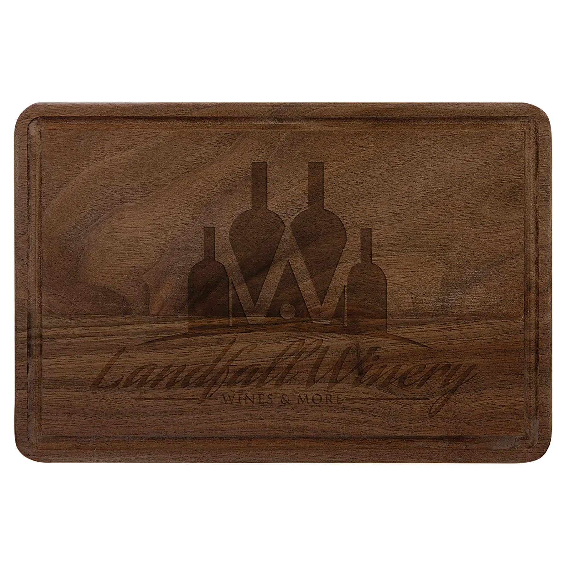 9" × 6" Walnut Cutting Board with Drip Ring (walnut) — custom laser engraved — ECHIPMUNK