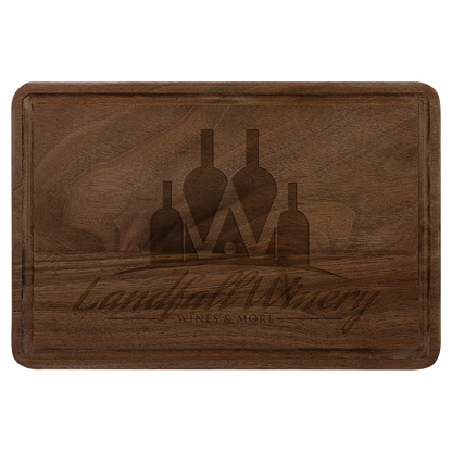 9" × 6" Walnut Cutting Board with Drip Ring (walnut) — custom laser engraved — ECHIPMUNK