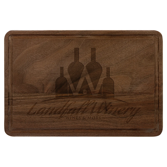 9" × 6" Walnut Cutting Board with Drip Ring (walnut) — custom laser engraved — ECHIPMUNK