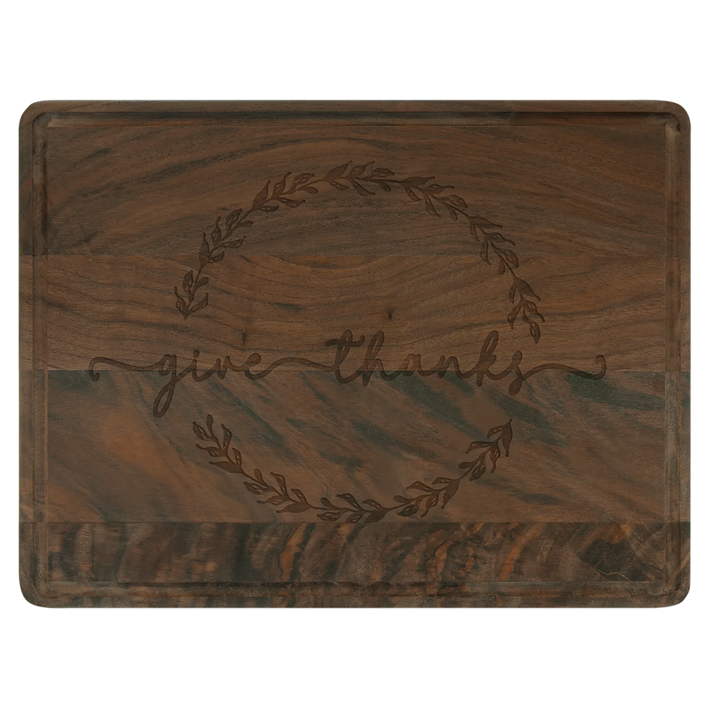 11.5" × 8.75" Walnut Cutting Board with Drip Ring (walnut) — custom laser engraved — ECHIPMUNK