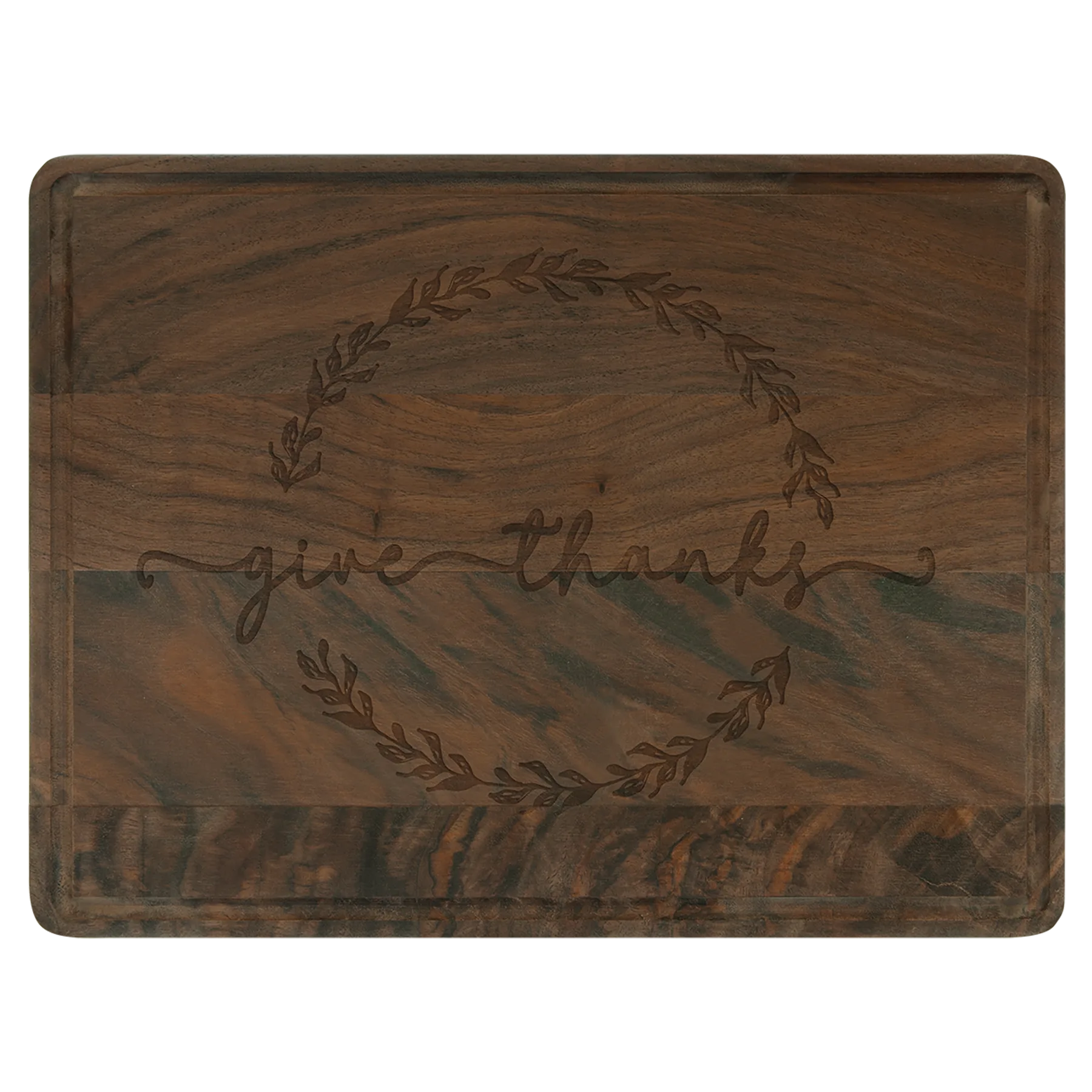 11.5" × 8.75" Walnut Cutting Board with Drip Ring (walnut) — custom laser engraved — ECHIPMUNK