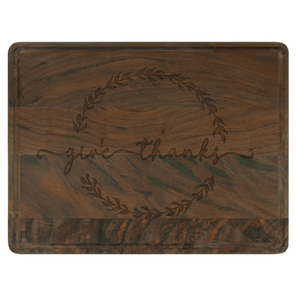 11.5" × 8.75" Walnut Cutting Board with Drip Ring (walnut) — custom laser engraved — ECHIPMUNK