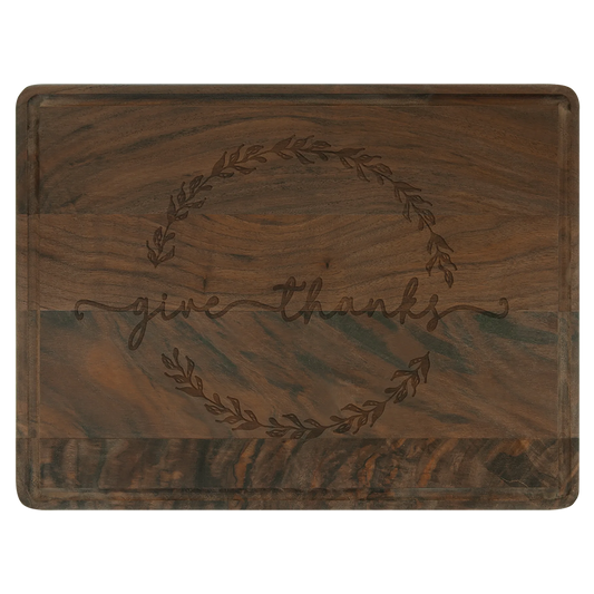 11.5" × 8.75" Walnut Cutting Board with Drip Ring (walnut) — custom laser engraved — ECHIPMUNK