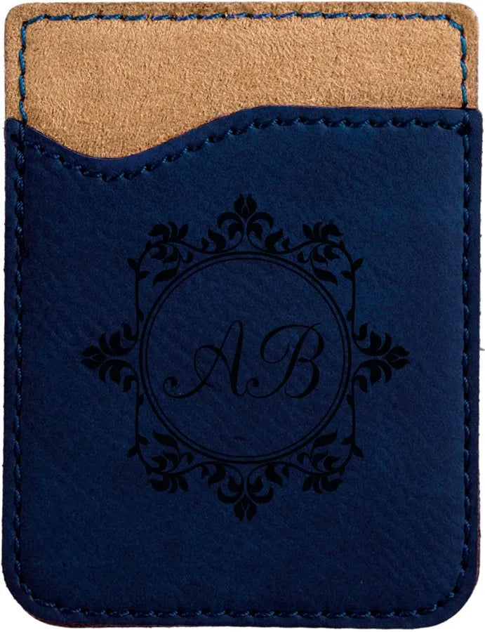 Blue/Black Phone Wallet (faux leather) — custom laser engraved — ECHIPMUNK