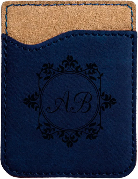 Blue/Black Phone Wallet (faux leather) — custom laser engraved — ECHIPMUNK