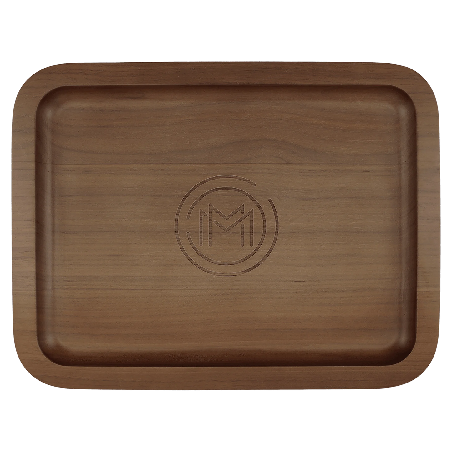 13.625" × 10.625" Walnut Tray with 9" × 12" Recessed Center (genuine walnut) — custom laser engraved — ECHIPMUNK