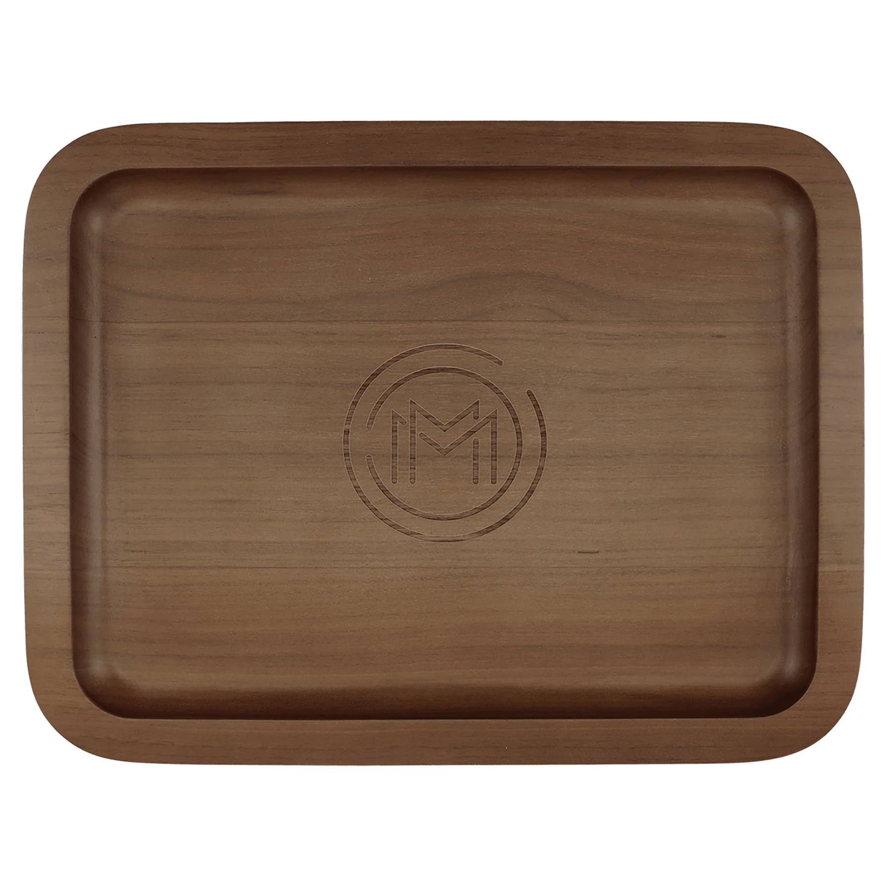 13.625" × 10.625" Walnut Tray with 9" × 12" Recessed Center (genuine walnut) — custom laser engraved — ECHIPMUNK