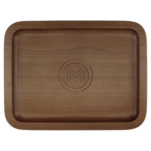 13.625" × 10.625" Walnut Tray with 9" × 12" Recessed Center (genuine walnut) — custom laser engraved — ECHIPMUNK