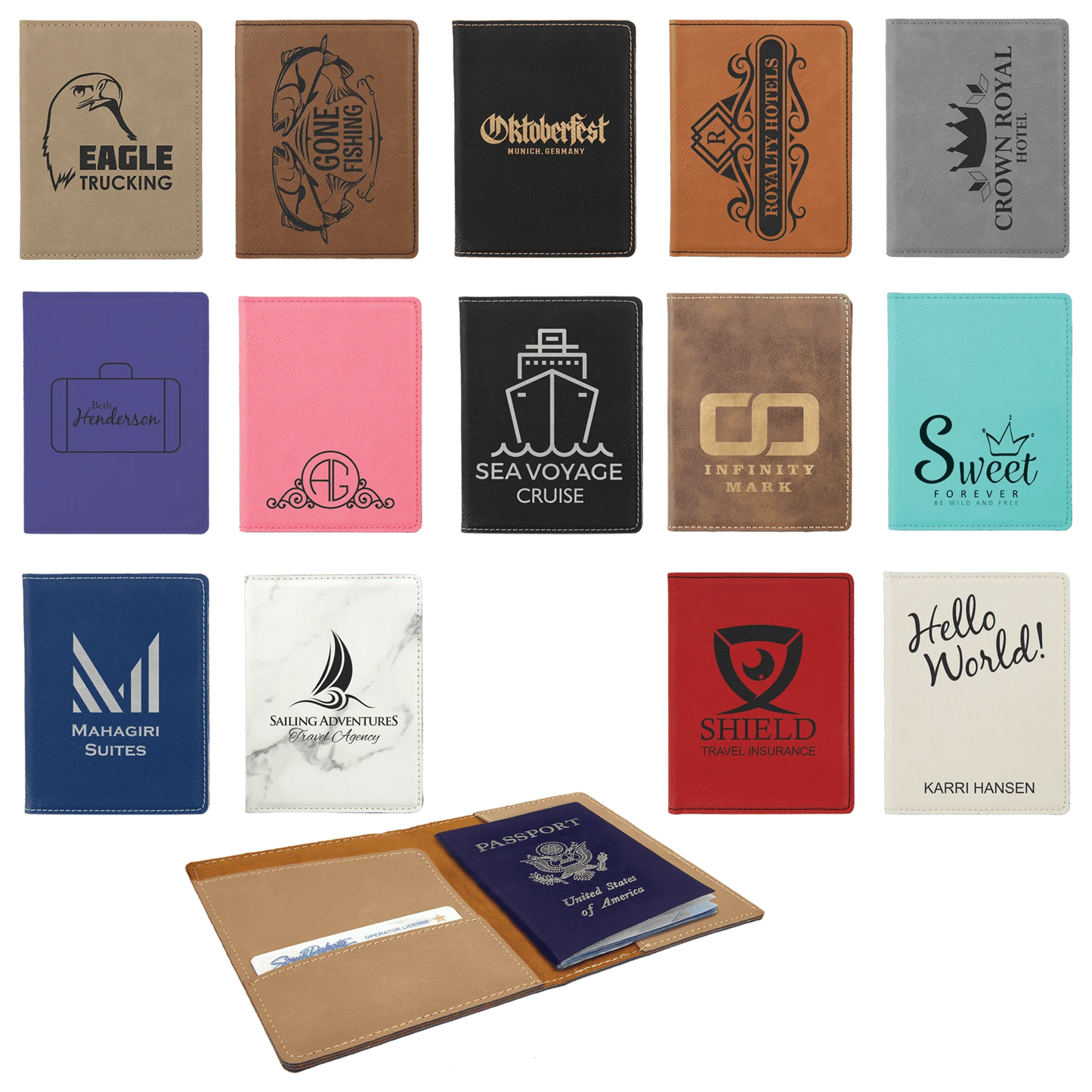4.25" × 5.5" Passport Holder (faux leather) — custom laser engraved — ECHIPMUNK