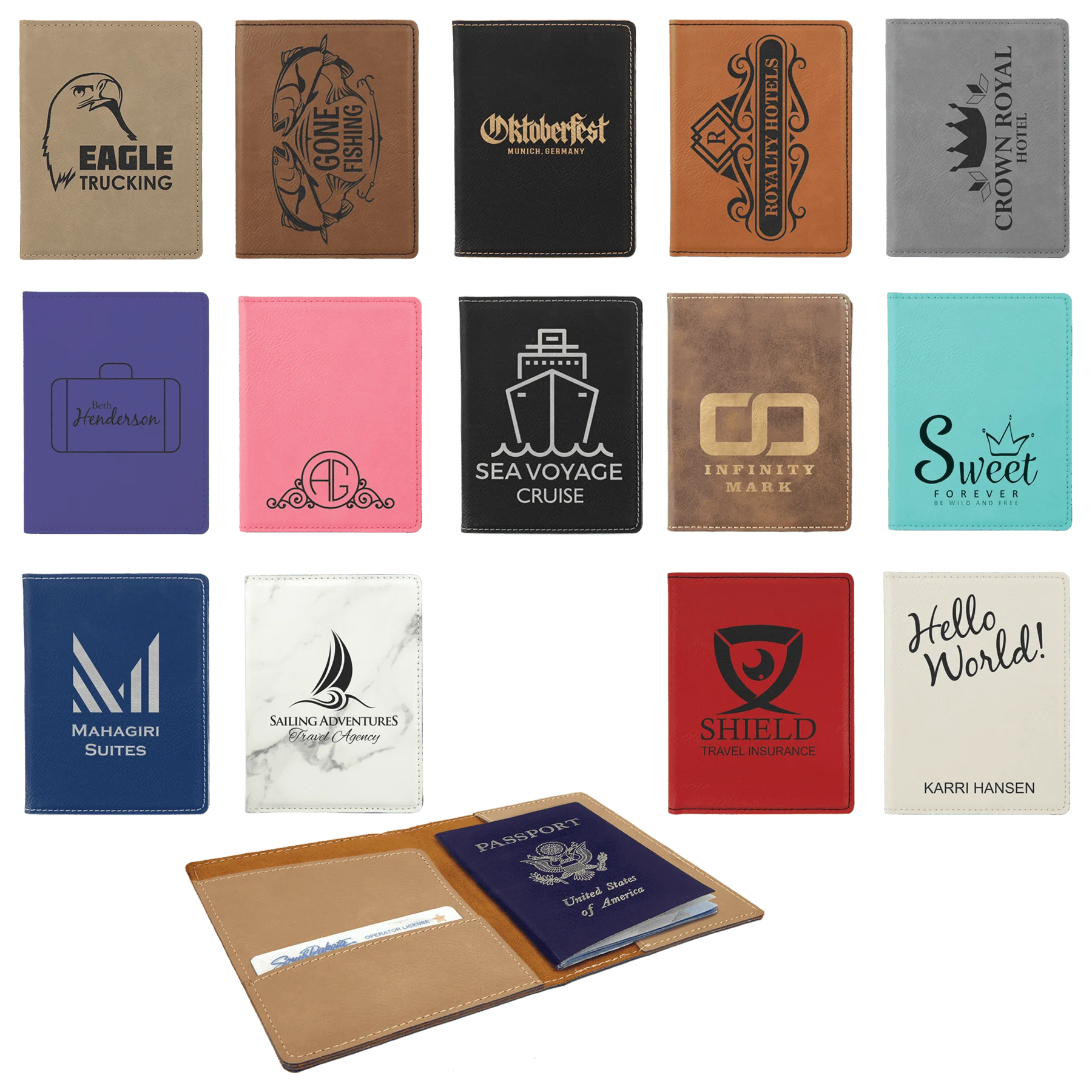 4.25" × 5.5" Passport Holder (faux leather) — custom laser engraved — ECHIPMUNK