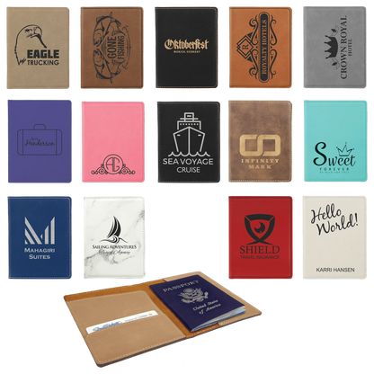 4.25" × 5.5" Passport Holder (faux leather) — custom laser engraved — ECHIPMUNK