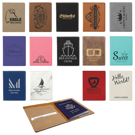 4.25" × 5.5" Passport Holder (faux leather) — custom laser engraved — ECHIPMUNK