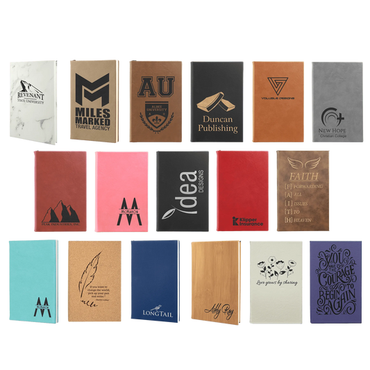 5.25" × 8.25" Journal with Lined Notepad (faux leather) — custom laser engraved — ECHIPMUNK
