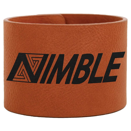 9.5" × 2" Rawhide Cuff Bracelet (faux leather) — custom laser engraved — ECHIPMUNK