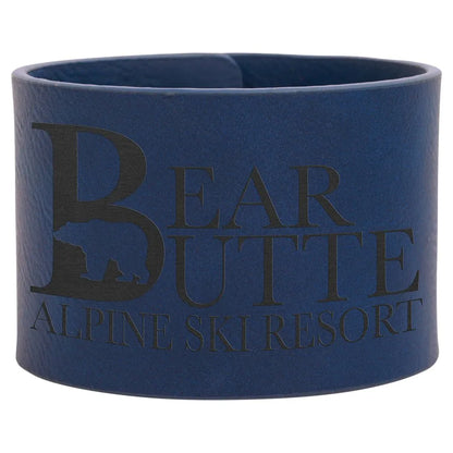 9.5" × 2" Blue/Black Cuff Bracelet (faux leather) — custom laser engraved — ECHIPMUNK