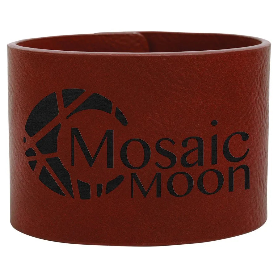 9.5" × 2" Rose Cuff Bracelet (faux leather) — custom laser engraved — ECHIPMUNK