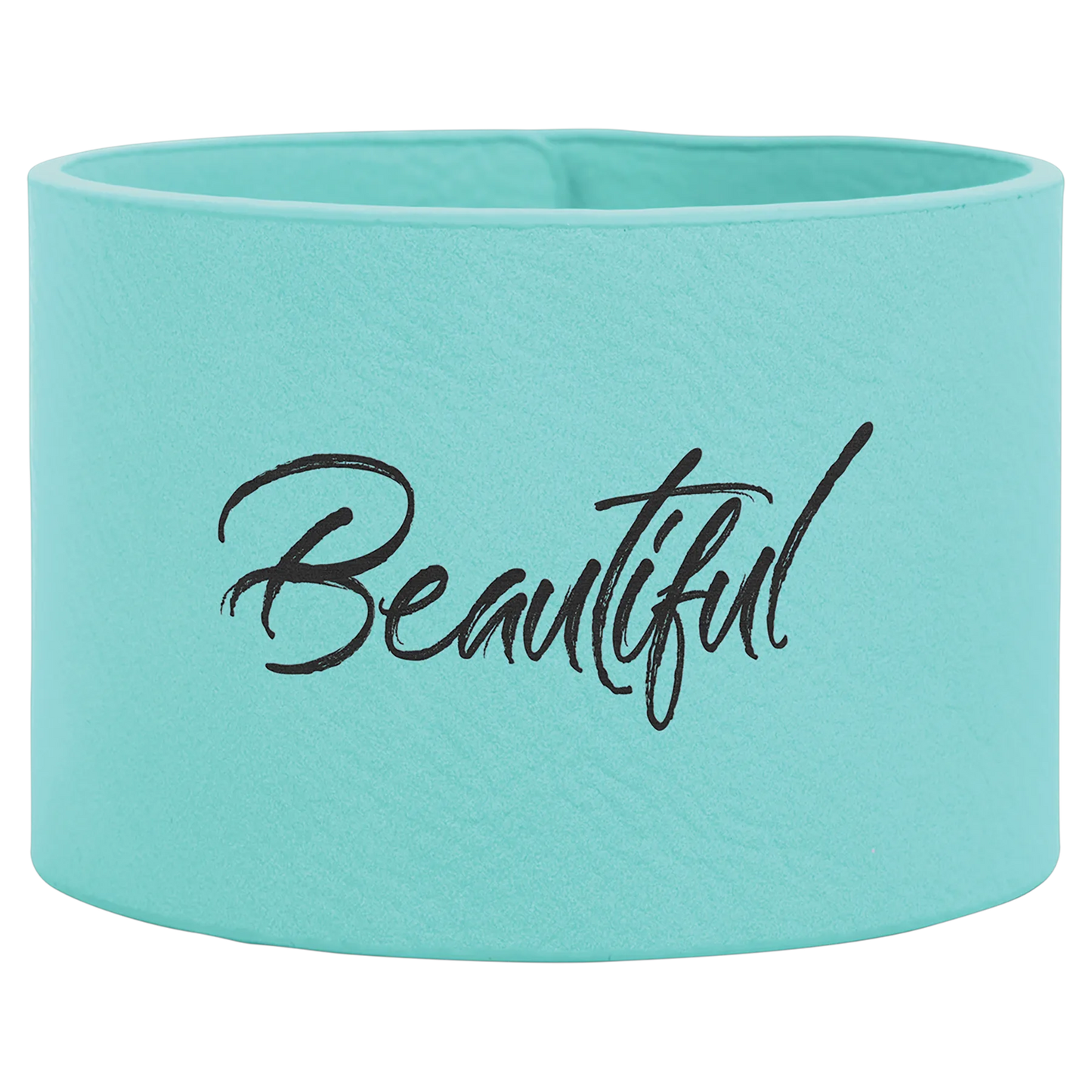 9.5" × 2" Teal Cuff Bracelet (faux leather) — custom laser engraved — ECHIPMUNK