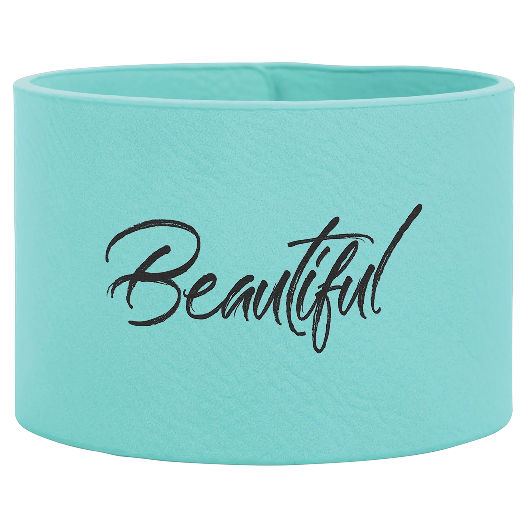 9.5" × 2" Teal Cuff Bracelet (faux leather) — custom laser engraved — ECHIPMUNK