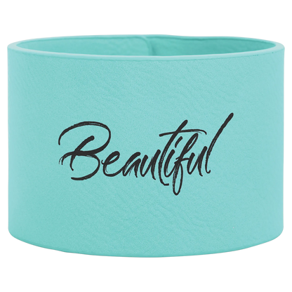 9.5" × 2" Teal Cuff Bracelet (faux leather) — custom laser engraved — ECHIPMUNK