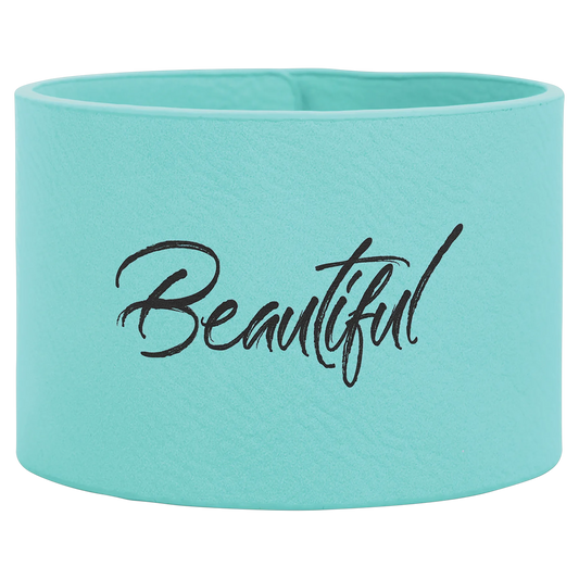 9.5" × 2" Teal Cuff Bracelet (faux leather) — custom laser engraved — ECHIPMUNK