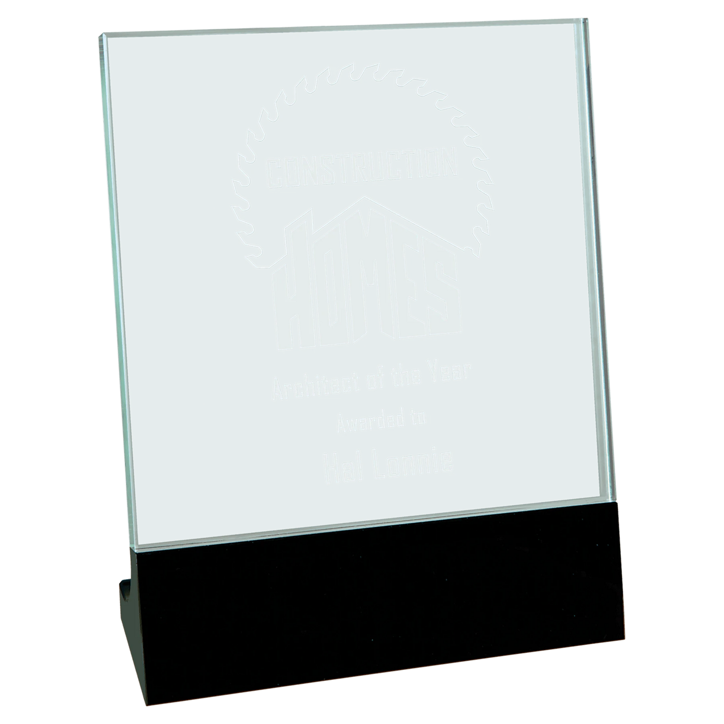 6" × 7" Glass Stand Up (k5 glass & k9 crystal base) — custom laser engraved — ECHIPMUNK