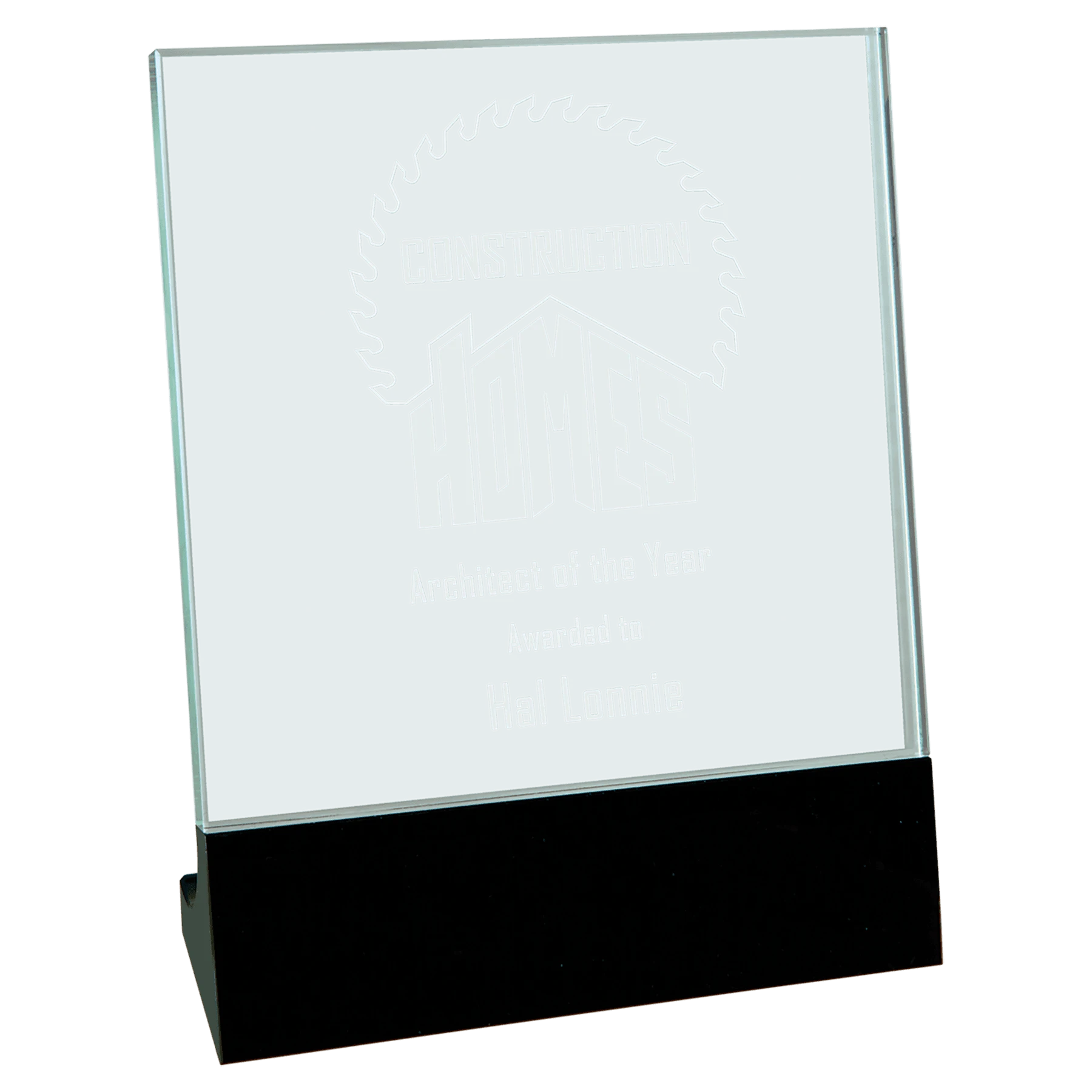 6" × 7" Glass Stand Up (k5 glass & k9 crystal base) — custom laser engraved — ECHIPMUNK