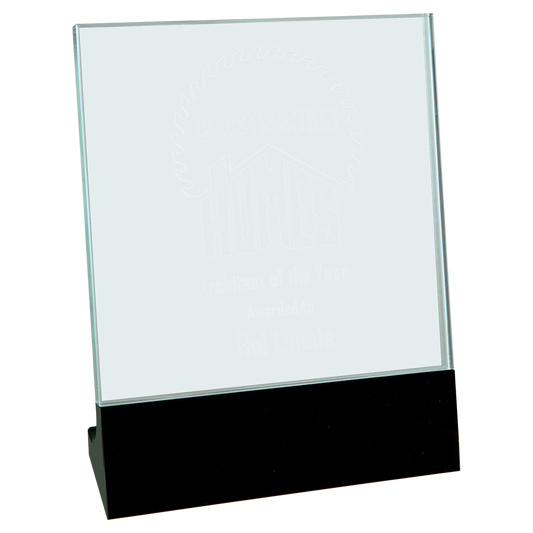 6" × 7" Glass Stand Up (k5 glass & k9 crystal base) — custom laser engraved — ECHIPMUNK