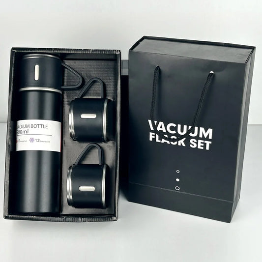 Unbreakable Stainless Steel Vacuum Flask Set with 2 Cups High Quality Business Gift 500ml Capacity for Back to School