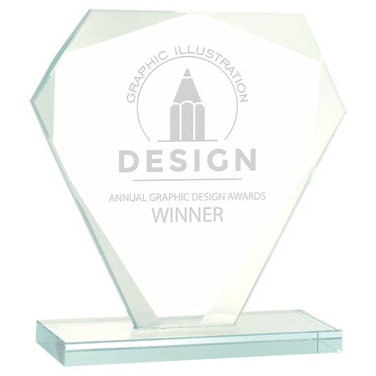 7" Cut Diamond Jade Glass Award