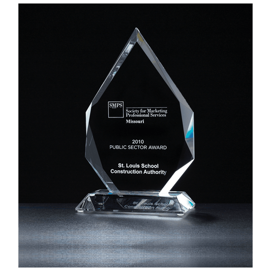 5 7/8" x 9 7/8" x 3/4" Thick Flame Series Multi-Faceted Optical Crystal    Award