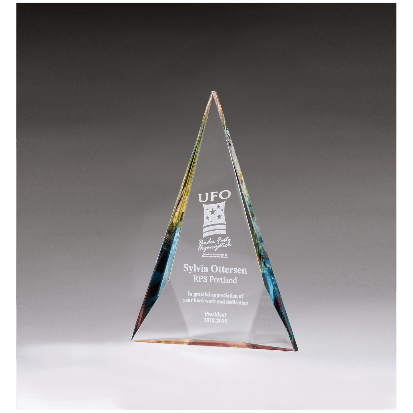 7 1/8" x 10" x 1 1/8" (Tapered) Diamond Series Crystal with Prism-Effect