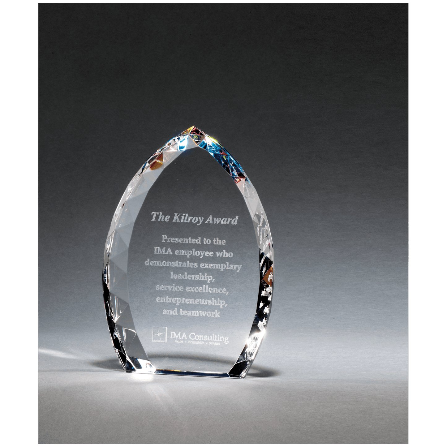 6" x 8" x 1 1/8" (Tapered) Crystal Flame with Jeweled Edge and Prism-Effect