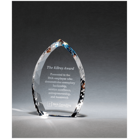 6" x 8" x 1 1/8" (Tapered) Crystal Flame with Jeweled Edge and Prism-Effect