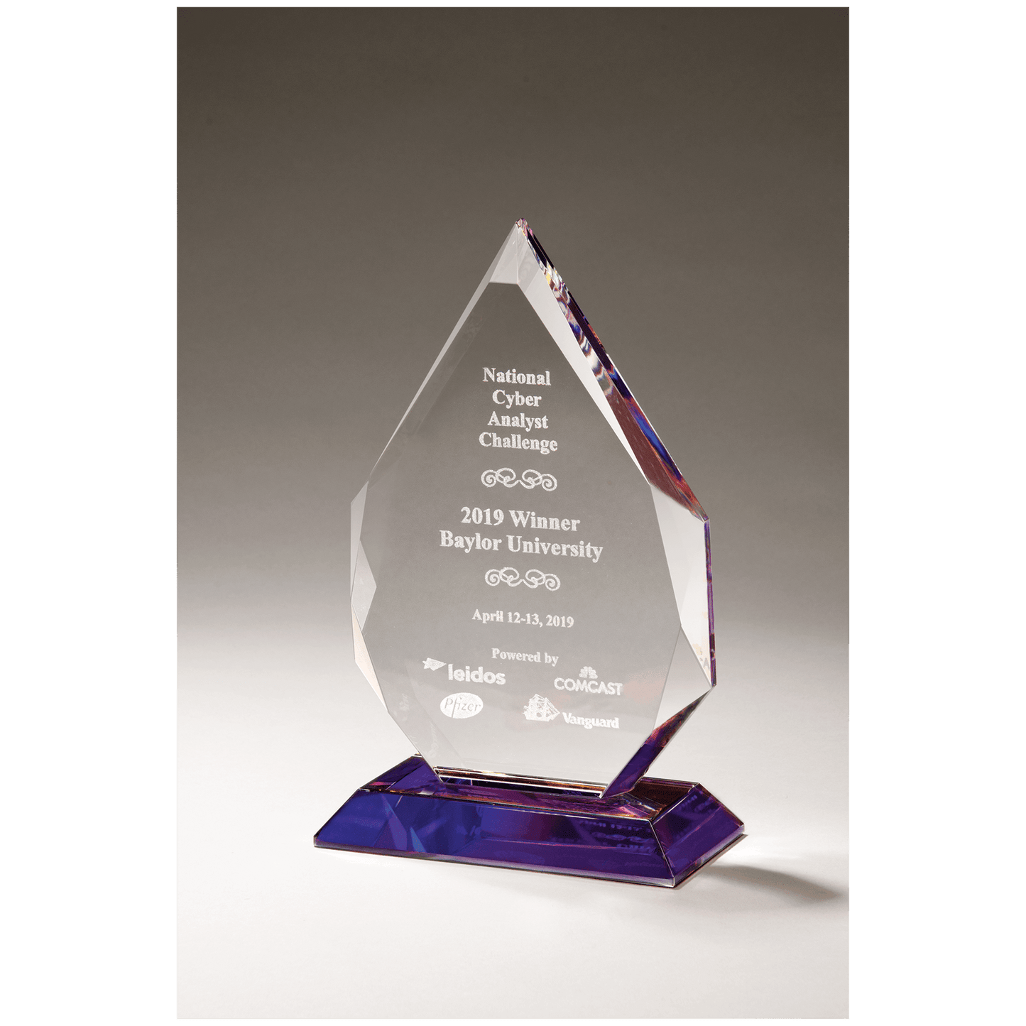 5 3/8" x 8 7/8" Flame Series Crystal with Prism-Effect Base