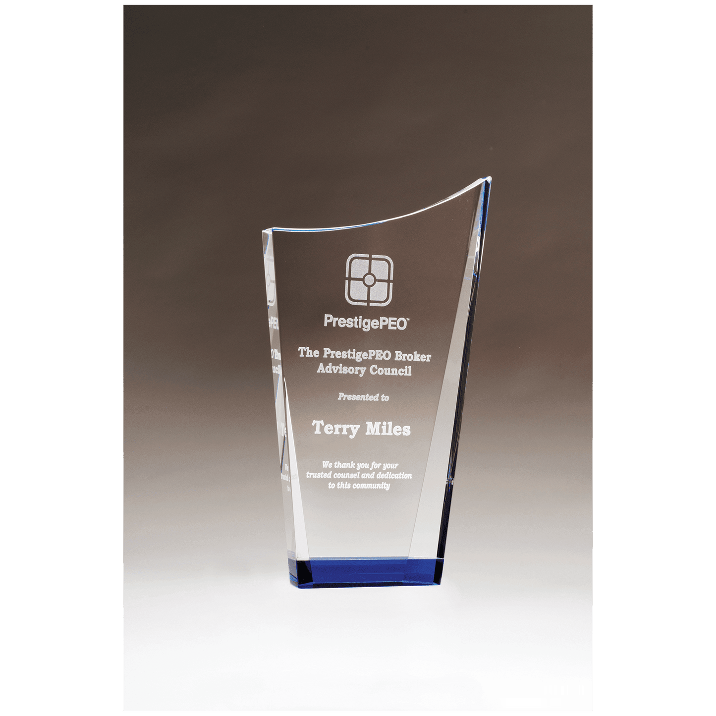 5 1/8" x 8 7/8" Contemporary Series Crystal with Blue Cry                  stal Bottom