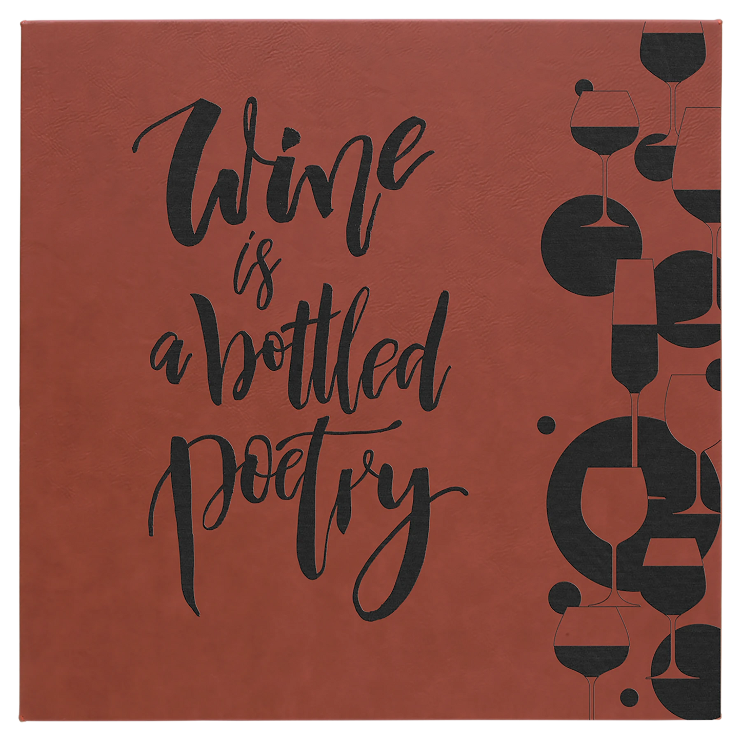 14" × 14" Rose Wall Decor with Sawtooth Hanger (mdf & faux leather) — custom laser engraved — ECHIPMUNK
