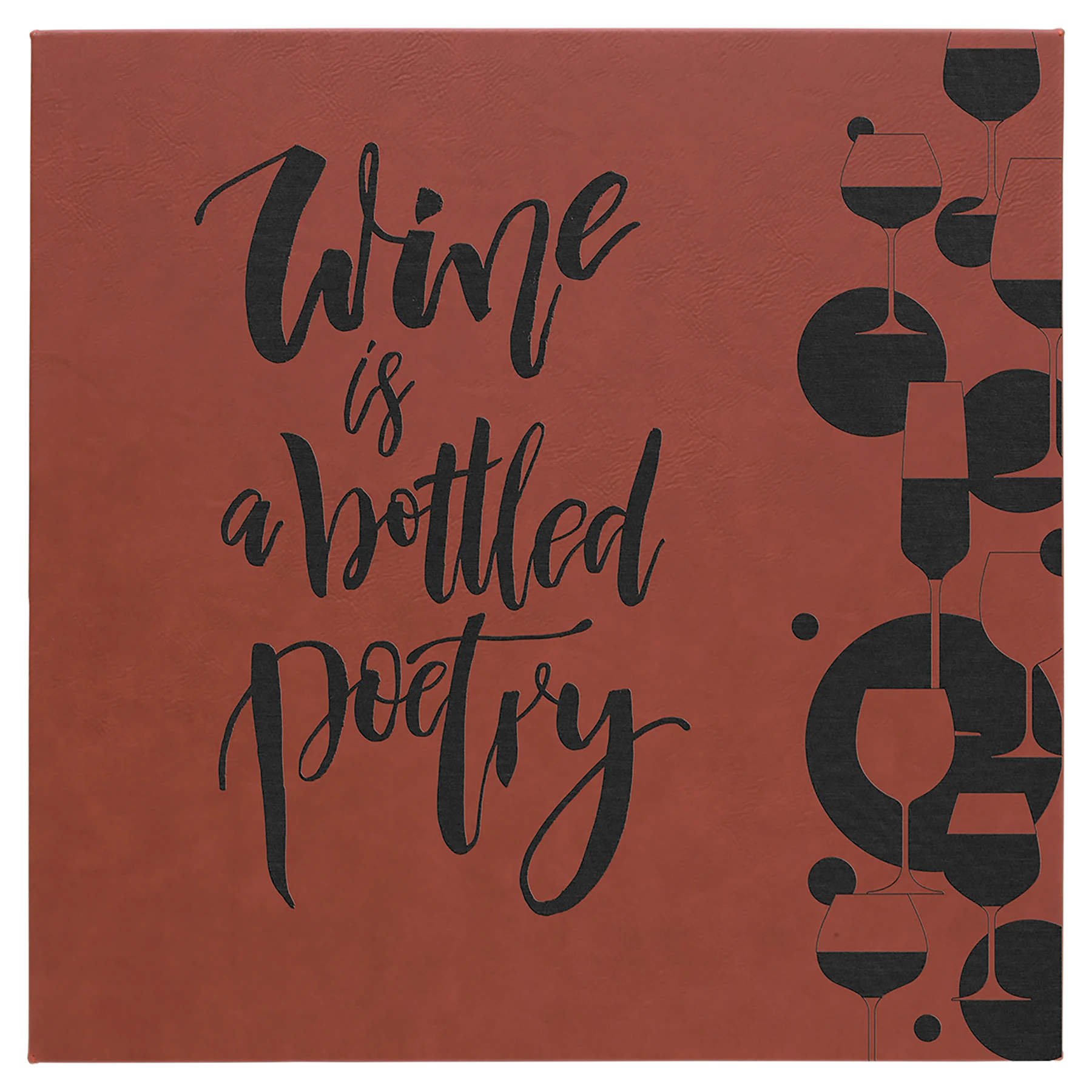 14" × 14" Rose Wall Decor with Sawtooth Hanger (mdf & faux leather) — custom laser engraved — ECHIPMUNK