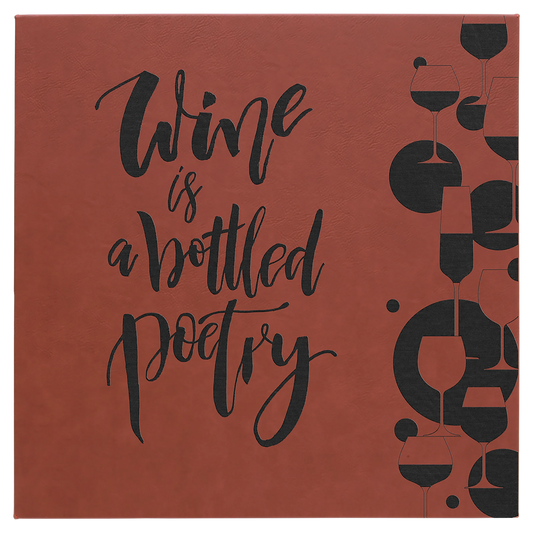 14" × 14" Rose Wall Decor with Sawtooth Hanger (mdf & faux leather) — custom laser engraved — ECHIPMUNK
