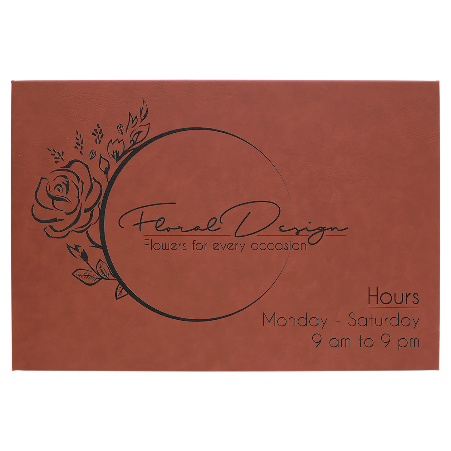 12" × 18" Rose Wall Decor with Sawtooth Hanger (mdf & faux leather) — custom laser engraved — ECHIPMUNK