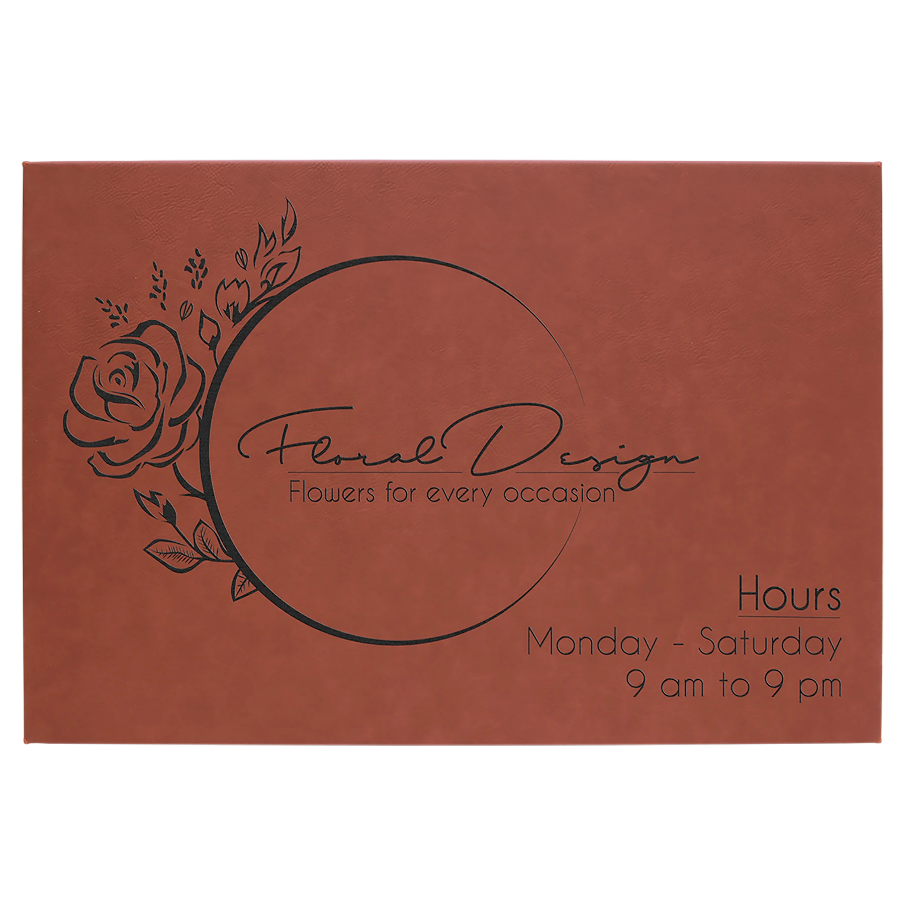 12" × 18" Rose Wall Decor with Sawtooth Hanger (mdf & faux leather) — custom laser engraved — ECHIPMUNK