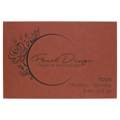 12" × 18" Rose Wall Decor with Sawtooth Hanger (mdf & faux leather) — custom laser engraved — ECHIPMUNK