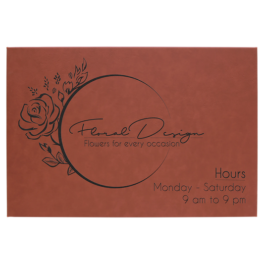12" × 18" Rose Wall Decor with Sawtooth Hanger (mdf & faux leather) — custom laser engraved — ECHIPMUNK