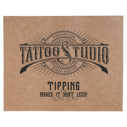 16" × 20" Light Brown Wall Decor with Sawtooth Hanger (mdf & faux leather) — custom laser engraved — ECHIPMUNK