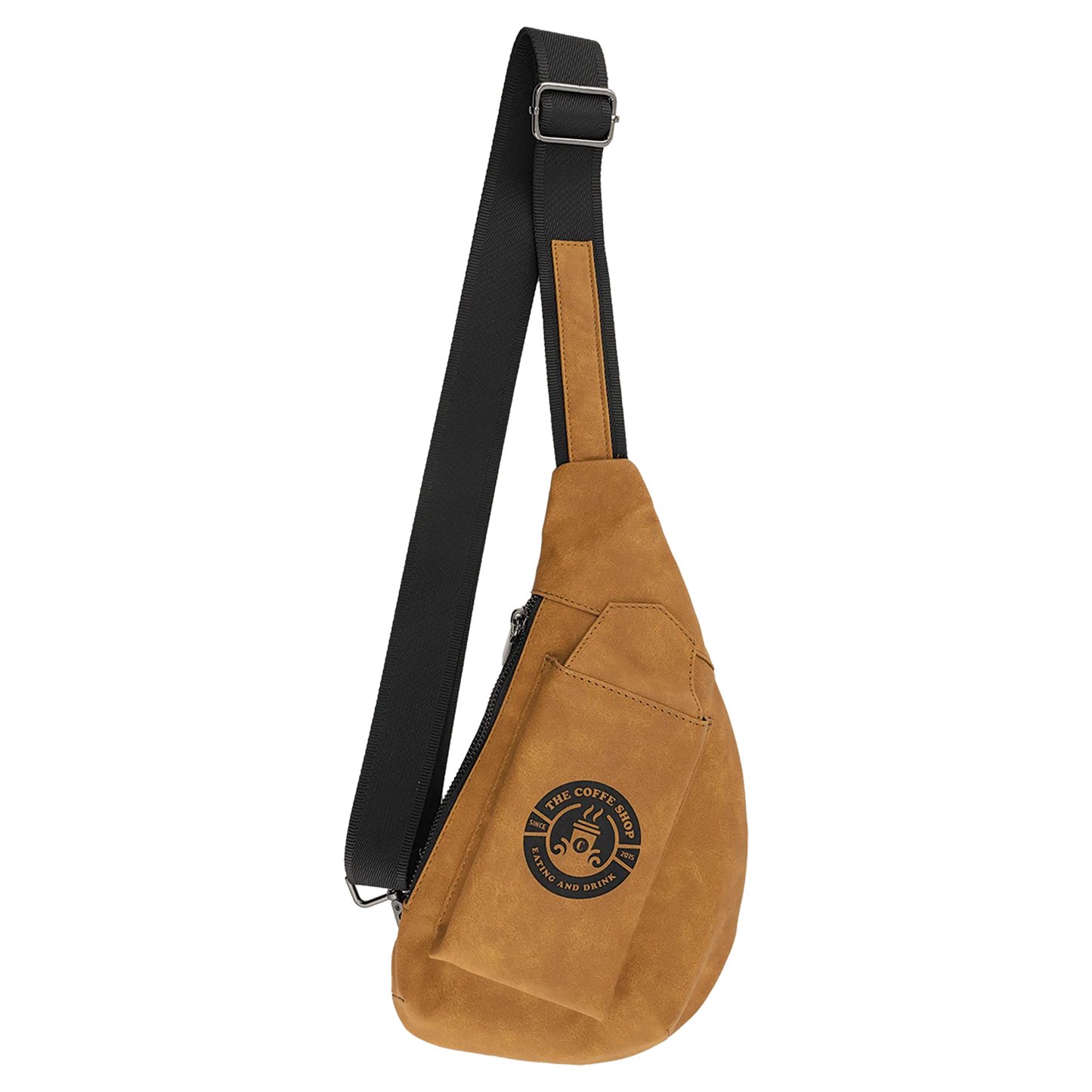 Crescent Bag - , Creekside Collection, Light Brown (leatherette) — custom laser engraved — ECHIPMUNK
