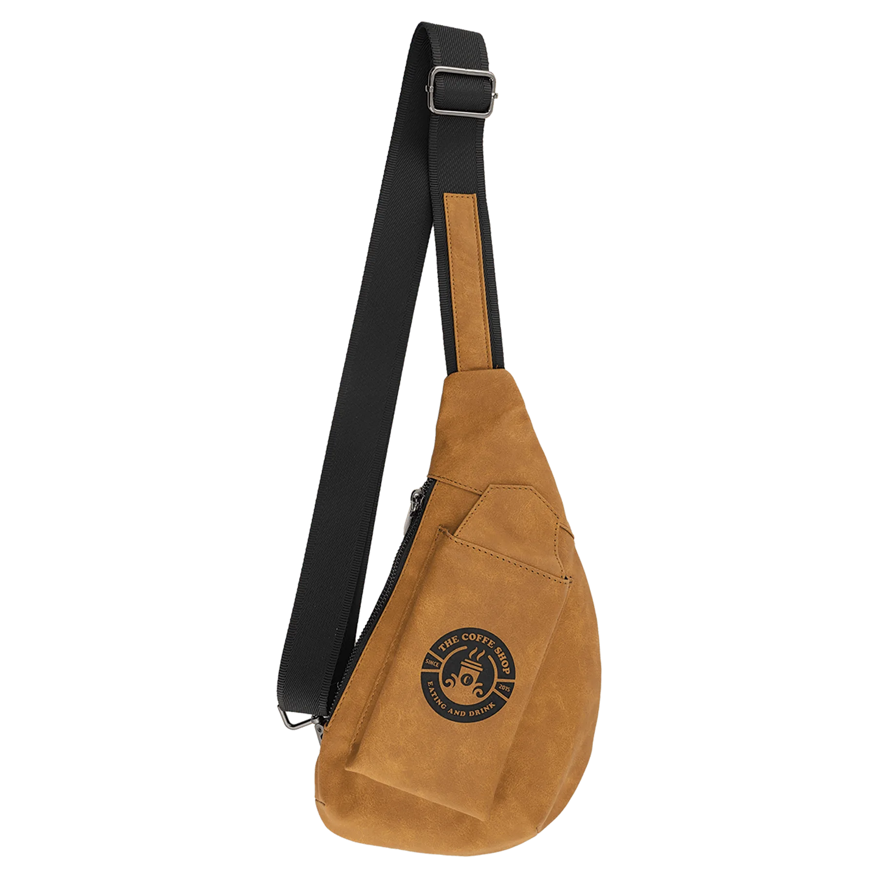 Crescent Bag - , Creekside Collection, Light Brown (leatherette) — custom laser engraved — ECHIPMUNK