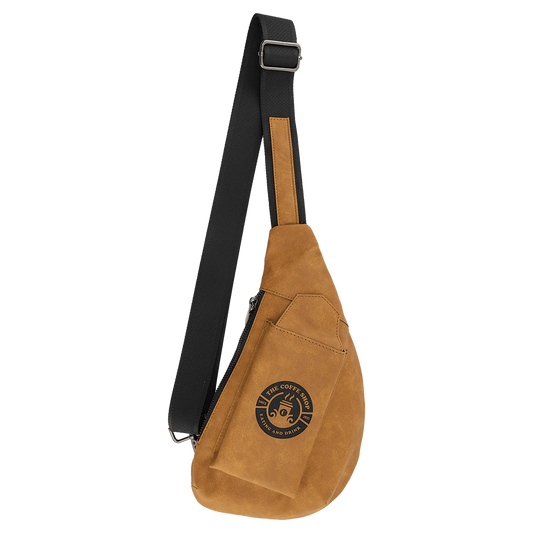 Crescent Bag - , Creekside Collection, Light Brown (leatherette) — custom laser engraved — ECHIPMUNK