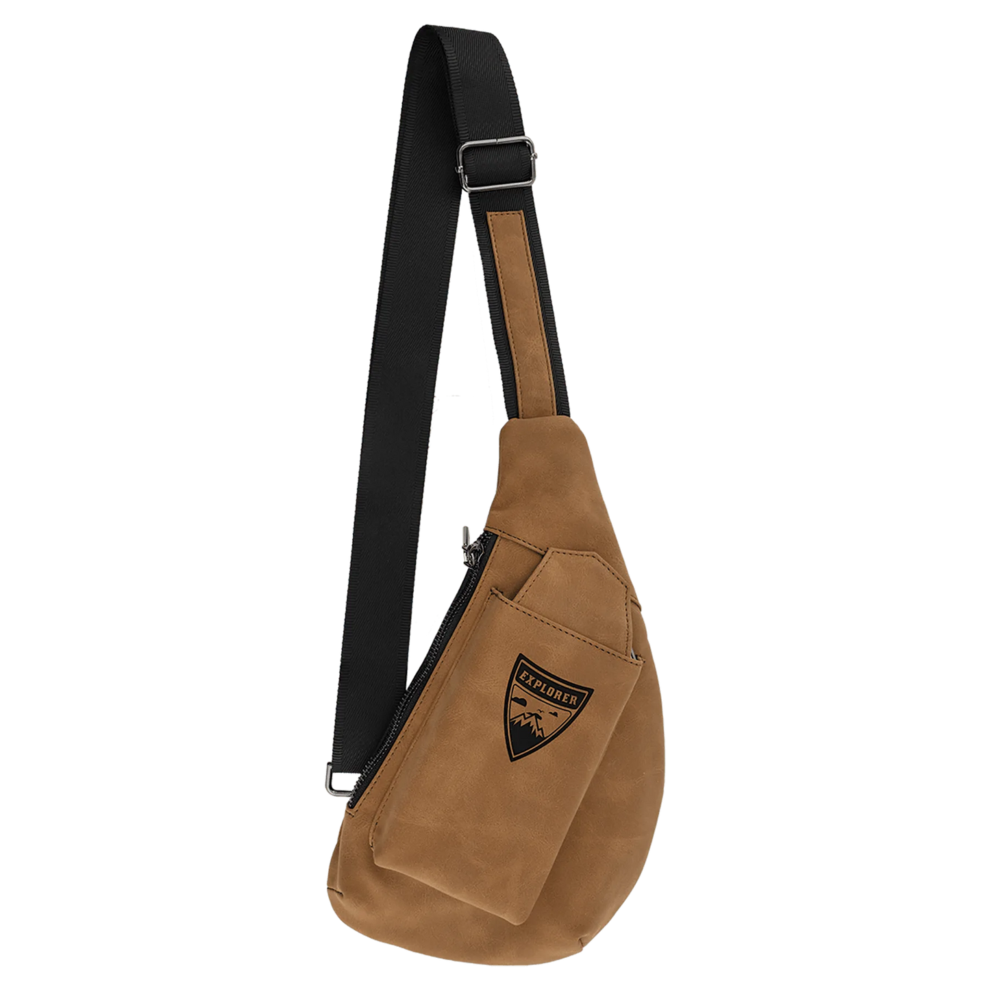 Crescent Bag - , Creekside Collection, Medium Brown (leatherette) — custom laser engraved — ECHIPMUNK